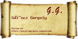 Güncz Gergely névjegykártya